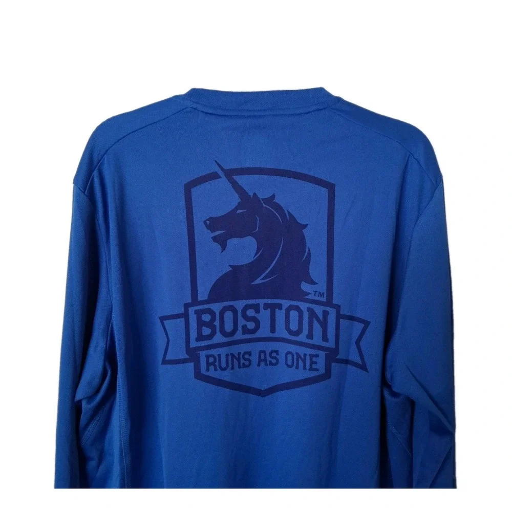 NOS Adidas 2014 Boston Marathon Long Sleeve Shirt Men's Medium Blue Climalite